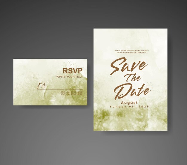 Invitación de boda con fondo de acuarela abstracta
