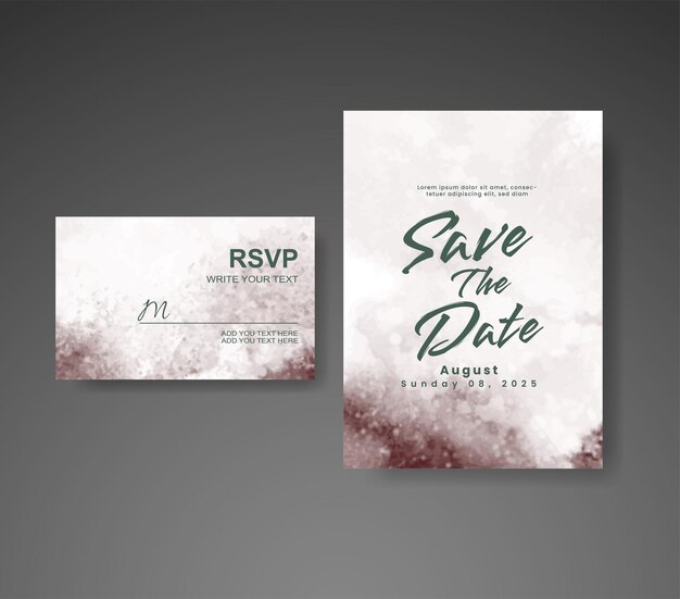 Invitación de boda con fondo de acuarela abstracta