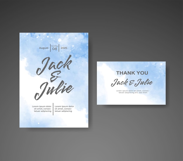 Invitación de boda con fondo de acuarela abstracta