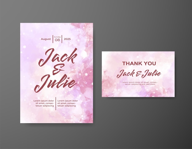 Invitación de boda con fondo de acuarela abstracta