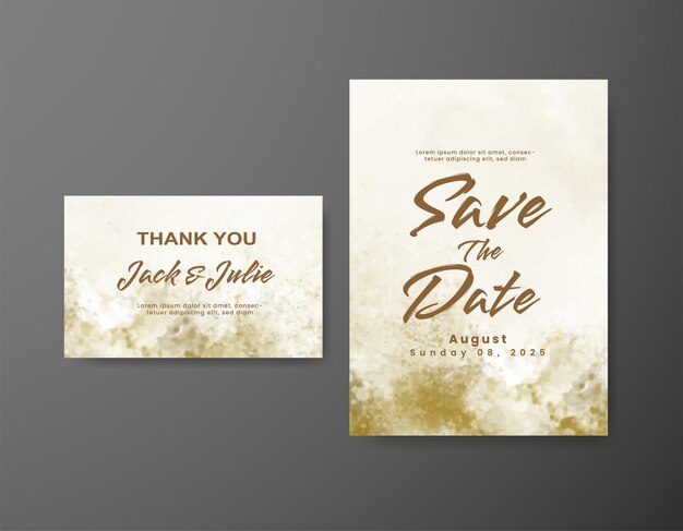 Invitación de boda con fondo de acuarela abstracta
