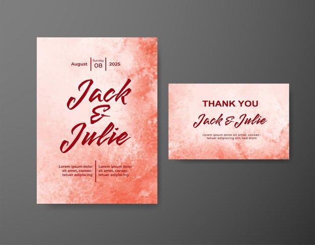Invitación de boda con fondo de acuarela abstracta