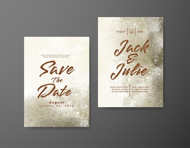 Invitación de boda con fondo de acuarela abstracta