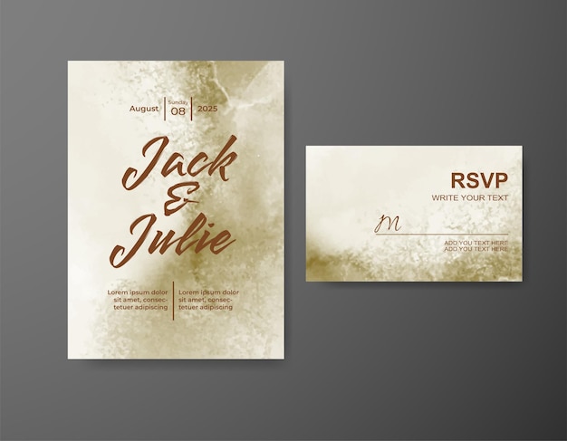 Invitación de boda con fondo de acuarela abstracta