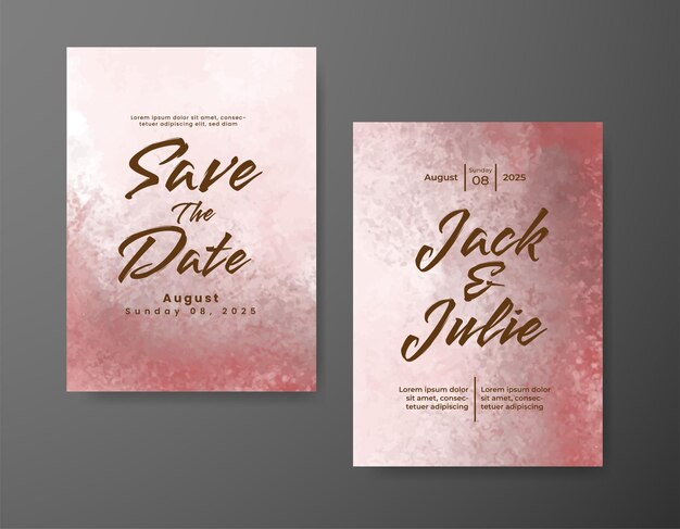 Invitación de boda con fondo de acuarela abstracta