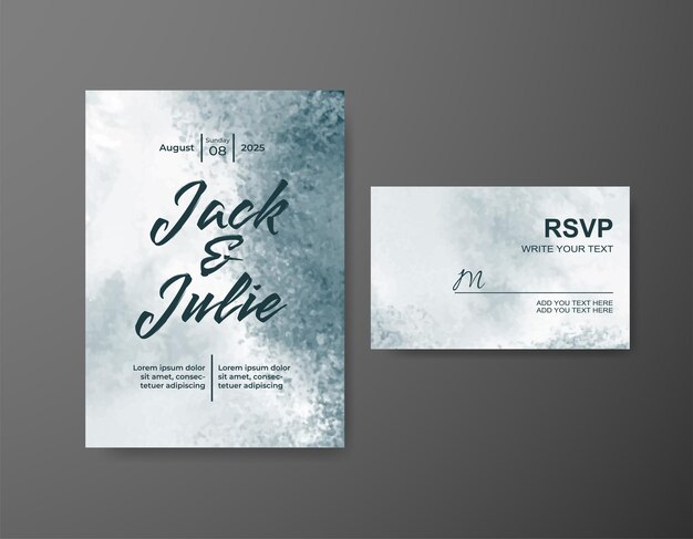 Invitación de boda con fondo de acuarela abstracta