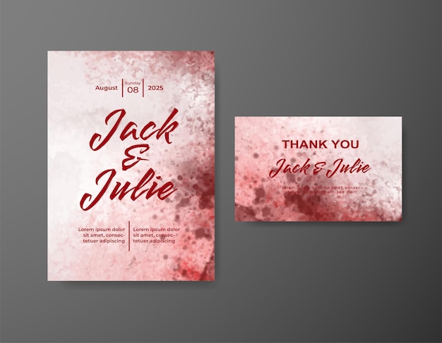 Invitación de boda con fondo de acuarela abstracta