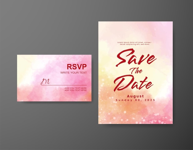 Invitación de boda con fondo de acuarela abstracta