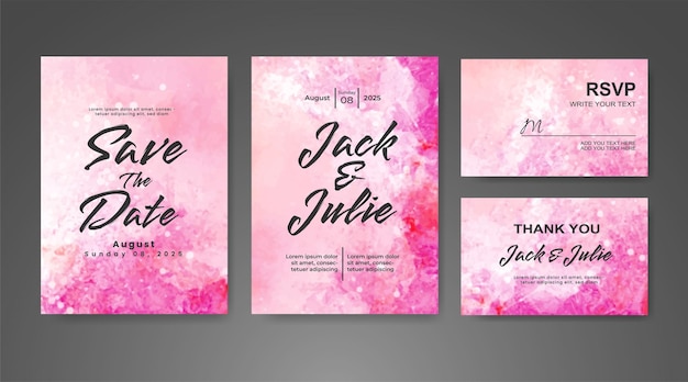 Invitación de boda con fondo de acuarela abstracta