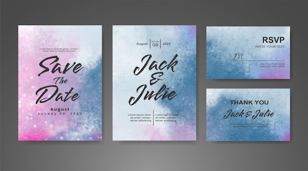 Invitación de boda con fondo de acuarela abstracta