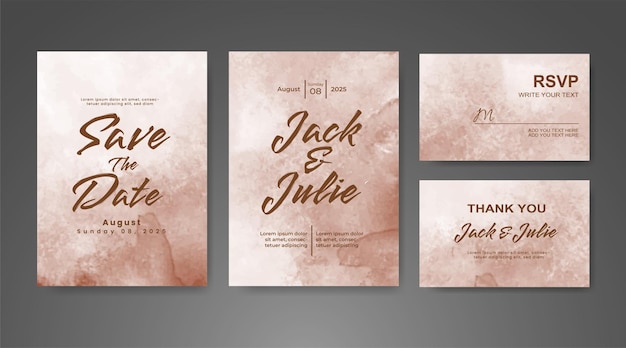 Invitación de boda con fondo de acuarela abstracta