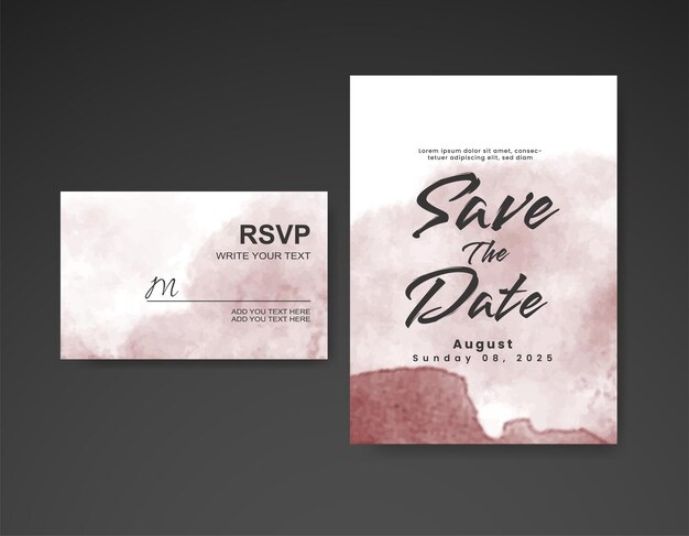 Invitación de boda con fondo de acuarela abstracta