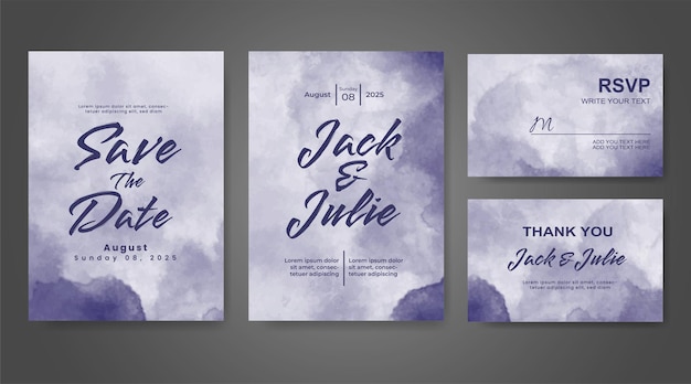 Invitación de boda con fondo de acuarela abstracta