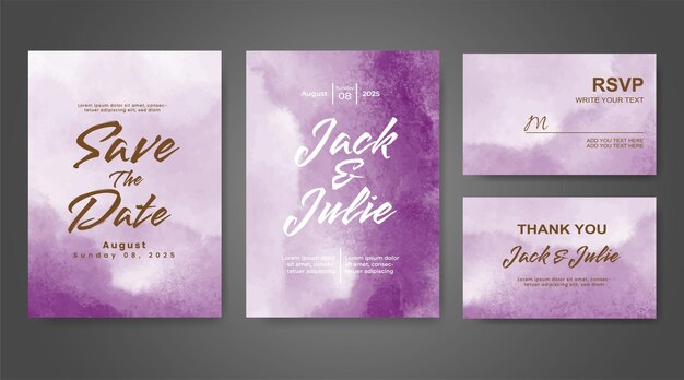 Invitación de boda con fondo de acuarela abstracta