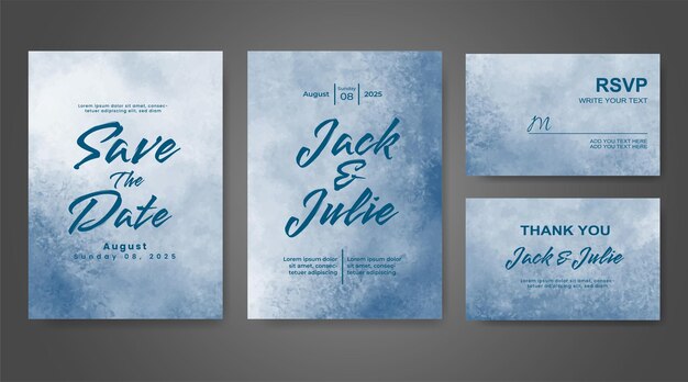 Invitación de boda con fondo de acuarela abstracta