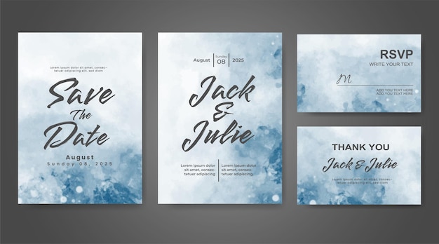 Invitación de boda con fondo de acuarela abstracta