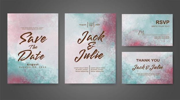 Invitación de boda con fondo de acuarela abstracta