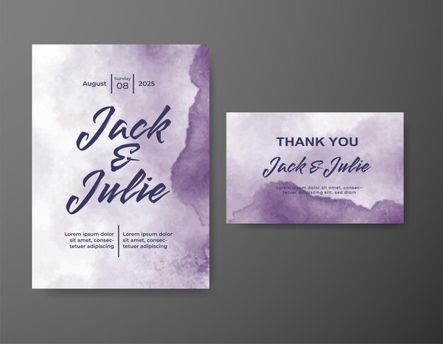 Invitación de boda con fondo de acuarela abstracta
