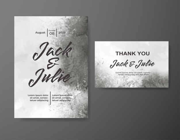 Invitación de boda con fondo de acuarela abstracta