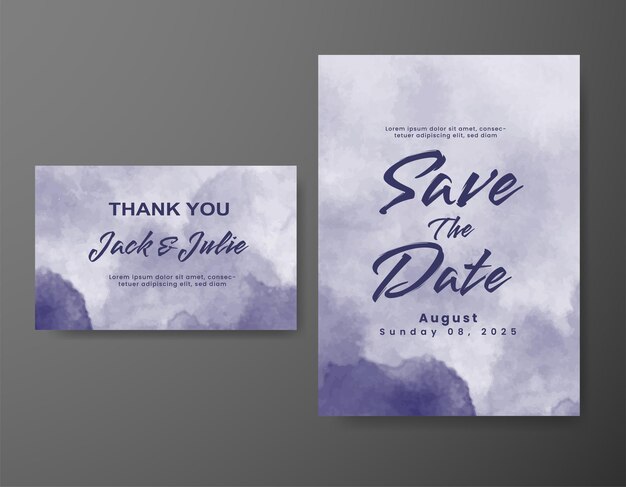 Invitación de boda con fondo de acuarela abstracta