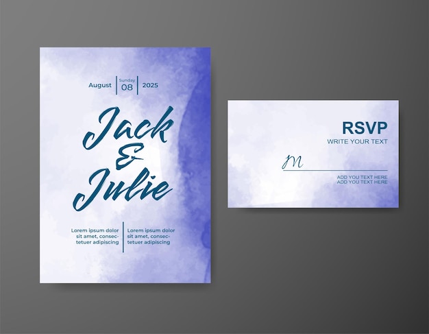 Invitación de boda con fondo de acuarela abstracta