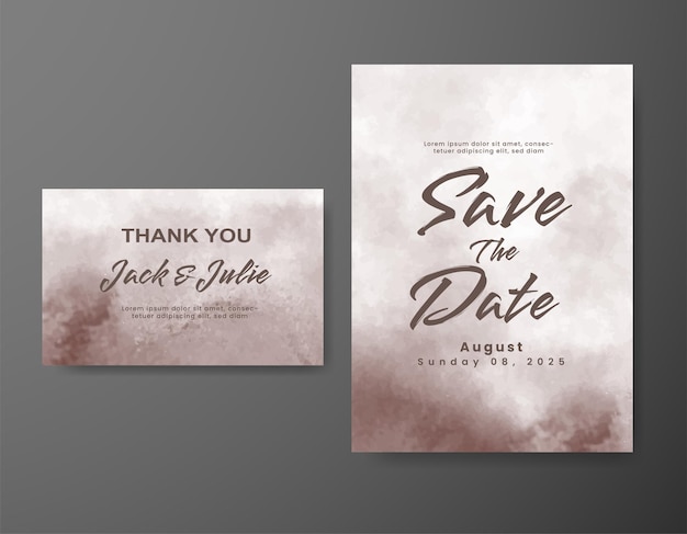 Invitación de boda con fondo de acuarela abstracta