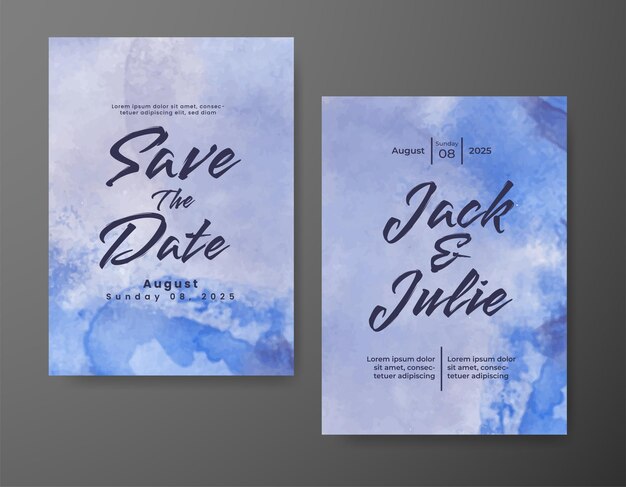 Invitación de boda con fondo de acuarela abstracta
