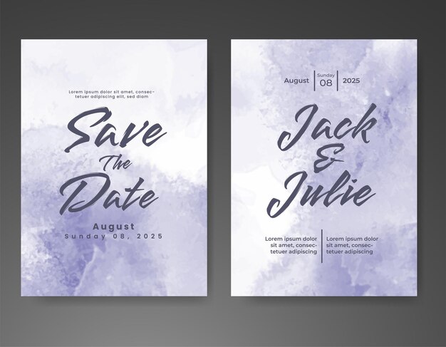 Invitación de boda con fondo de acuarela abstracta