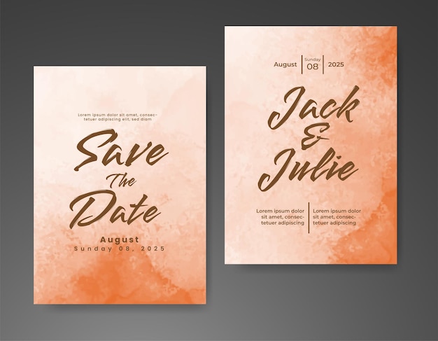 Invitación de boda con fondo de acuarela abstracta