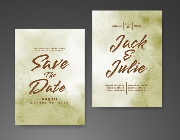 Invitación de boda con fondo de acuarela abstracta