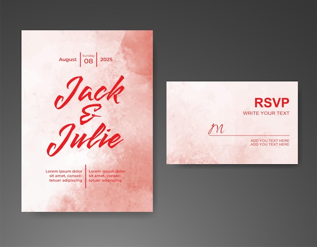 Invitación de boda con fondo de acuarela abstracta