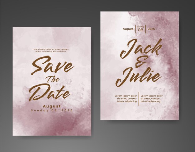 Invitación de boda con fondo de acuarela abstracta