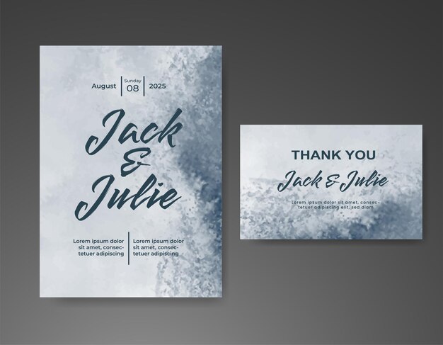 Invitación de boda con fondo de acuarela abstracta