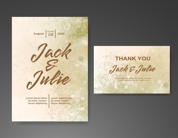 Invitación de boda con fondo de acuarela abstracta