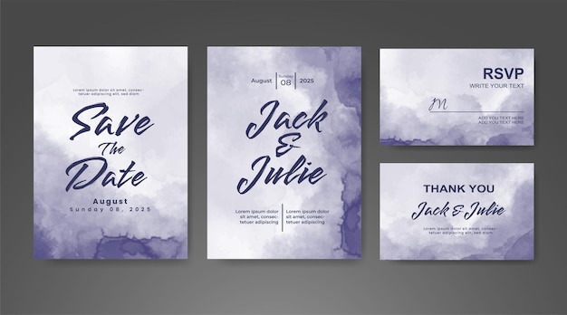 Invitación de boda con fondo de acuarela abstracta
