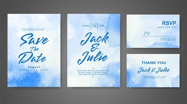 Invitación de boda con fondo de acuarela abstracta