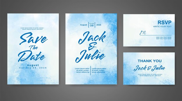 Invitación de boda con fondo de acuarela abstracta