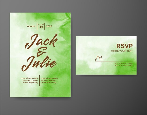 Invitación de boda con fondo de acuarela abstracta