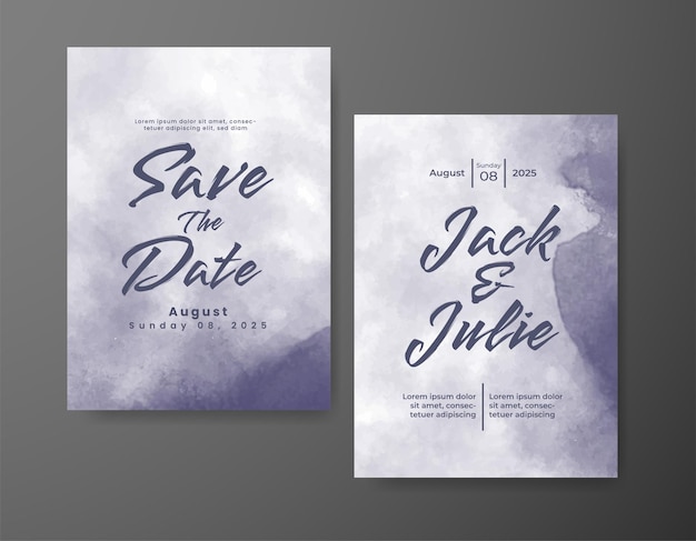 Invitación de boda con fondo de acuarela abstracta