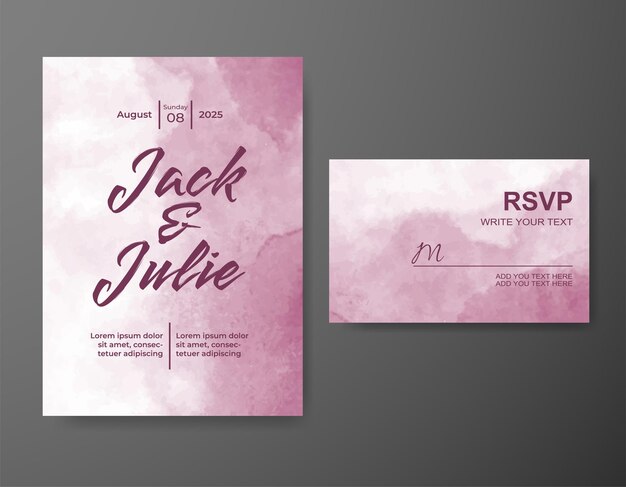 Invitación de boda con fondo de acuarela abstracta