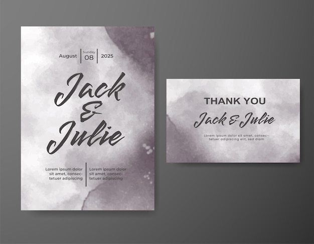 Invitación de boda con fondo de acuarela abstracta