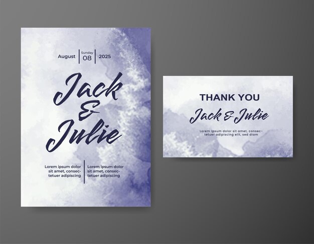 Invitación de boda con fondo de acuarela abstracta