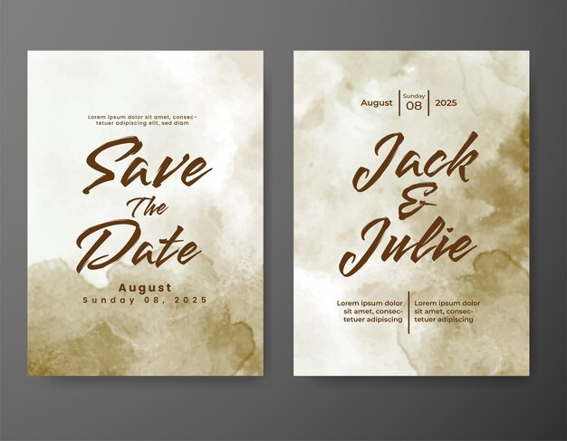 Invitación de boda con fondo de acuarela abstracta
