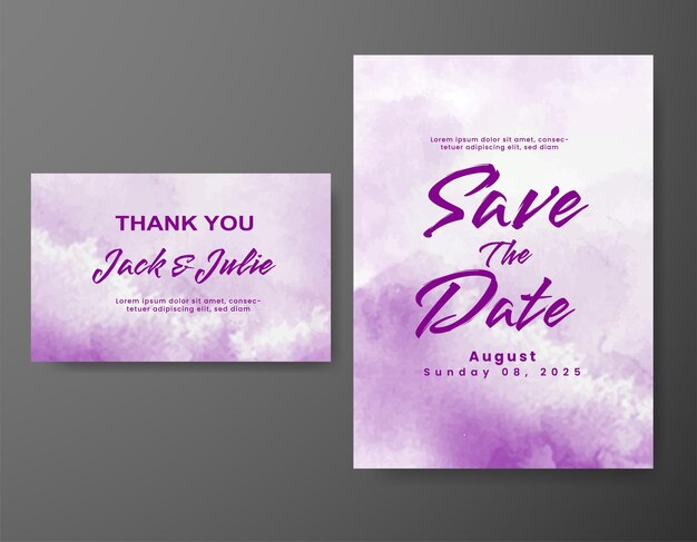 Invitación de boda con fondo de acuarela abstracta
