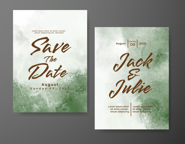 Invitación de boda con fondo de acuarela abstracta