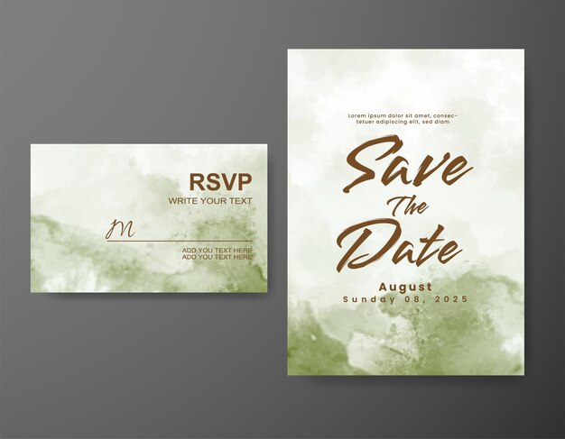 Invitación de boda con fondo de acuarela abstracta