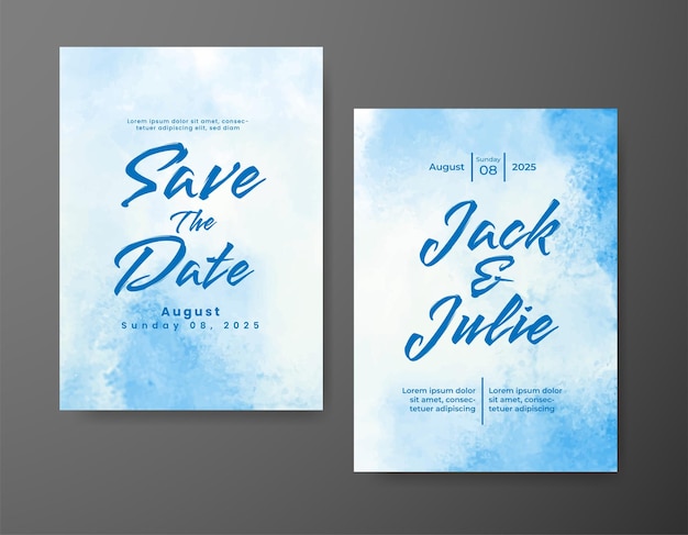 Invitación de boda con fondo de acuarela abstracta