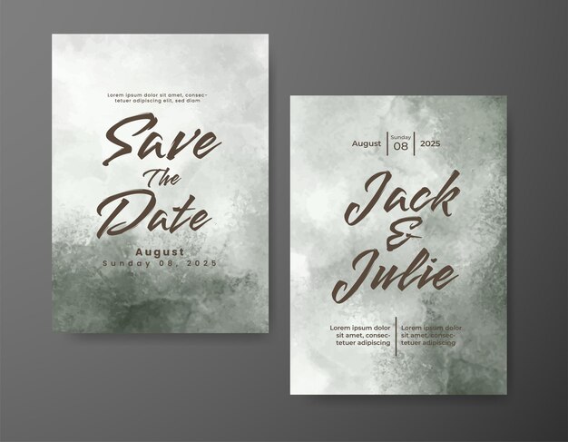 Invitación de boda con fondo de acuarela abstracta