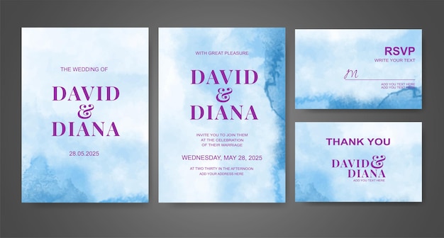 Invitación de boda con fondo de acuarela abstracta