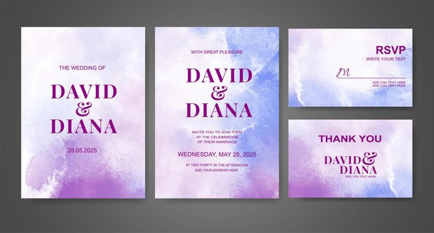 Invitación de boda con fondo de acuarela abstracta